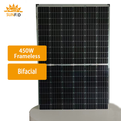 450W Frameless Monocrystalline Solar Panel Bifacial 10BB for Residential Energy Storage System